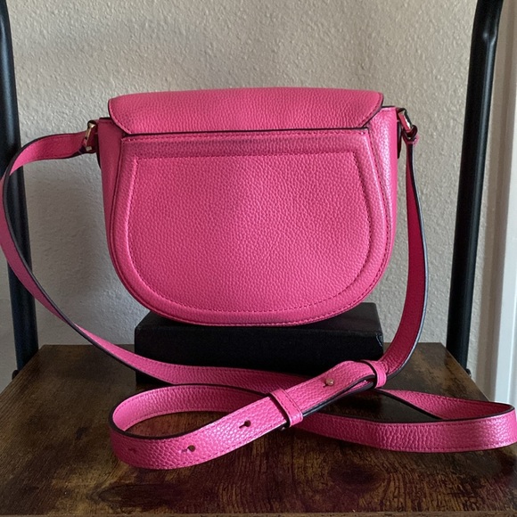 💗KATE SPADE NEW YORK 🌺Pebble Leather KNOT SADDLE BAG ~ Watermelon Pink🌷 - Picture 5 of 6